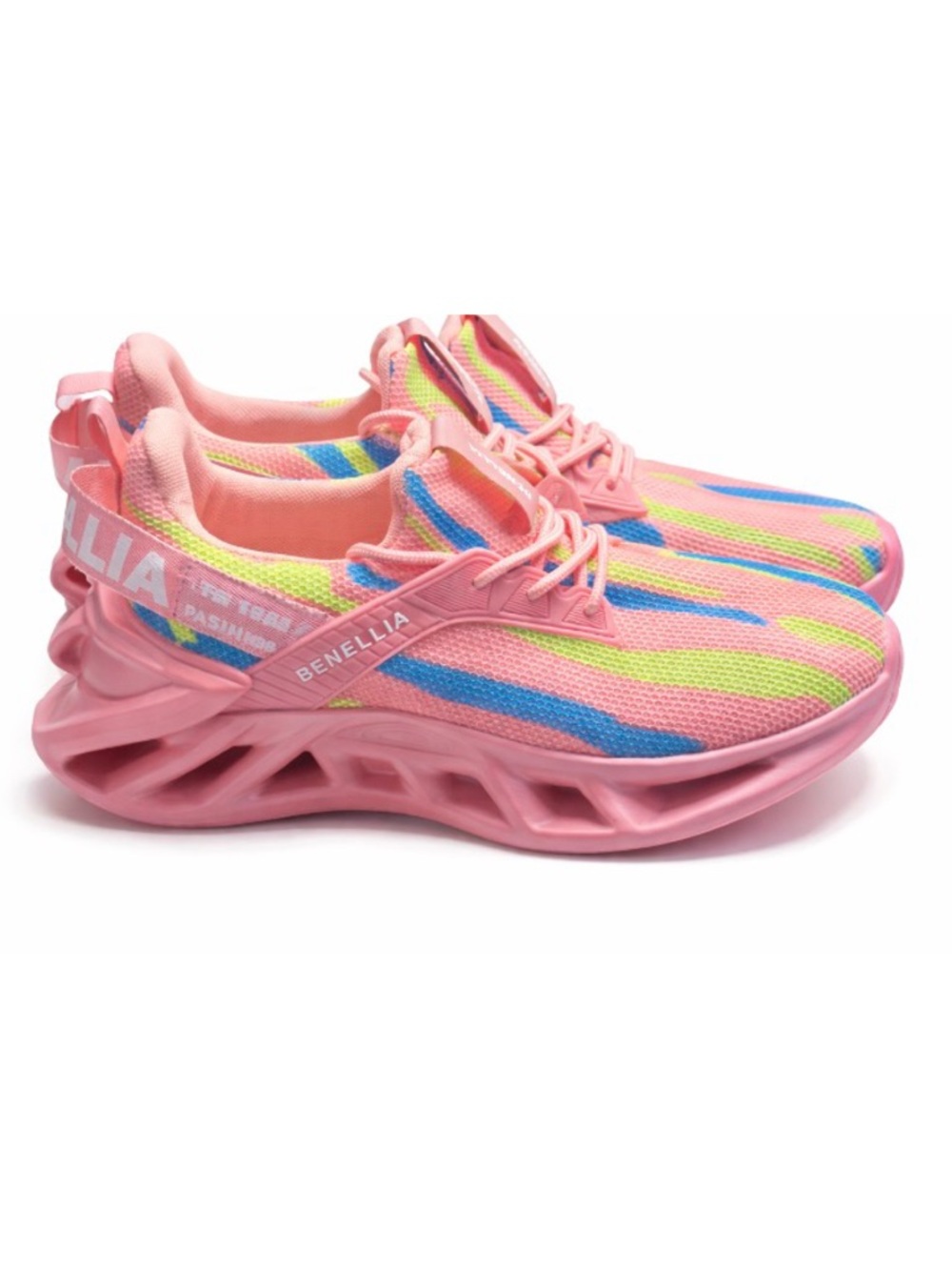 Benellia Pink Multicolor Mesh Athletic Sneakers